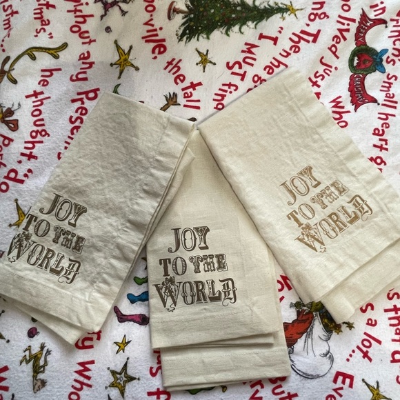 Pottery barn circa 2011 tea towels set of 3 ivory and gold - Picture 1 of 4